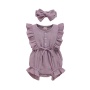 Conyson Newborn Baby Clothes Summer Jumpsuit Headband 2pcs Sets Sleeveless Custom Infant Ruffles Short Baby Girls' Romper