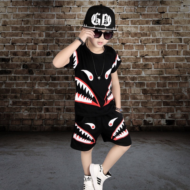 High Quality Short Sleeve Cartoon Children Summer Suit Kids Boy 2 Pieces Clothing Set