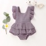 Conyson New Design European Style Spring Summer Sleeveless Hidden Button Bowknot Cotton Infant Newborn Baby Girl Romper