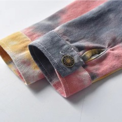 Conyson New Style Stock Lots Spring Summer Long Sleeve Fashionable Tie Dye Kids Boys And Girls Outdoor Shorts Denim Jacket