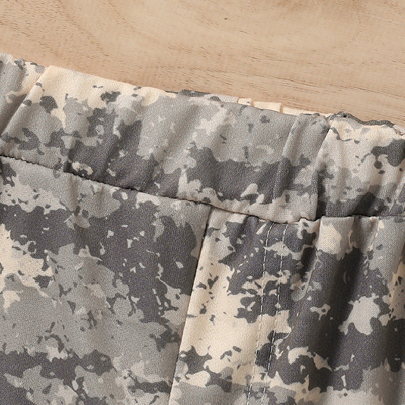 Conyson Wholesale Summer Kids Clothes Short Sleeves Ruffles Princess Fantasy Casual Tops Camouflage Print Clothing Sets Kids