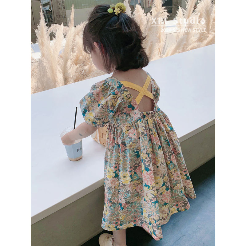 Conyson Wholesale Kids Clothes New Summer Baby Girls Dress Print Floral Bow Dresses For Girls Fashion Princess Girls' Children C