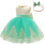 Wholesale Lace Bow Flower Girl Dress Party Wedding Birthday Kids Clothes Elegant Baby Girl Dress sleeveless frock