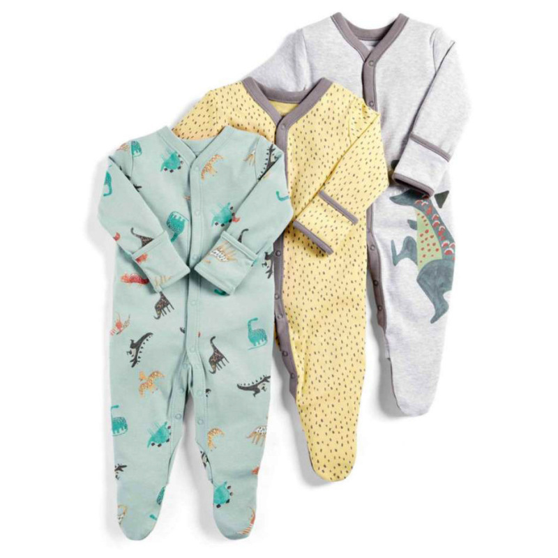 Spring Boutique Newborn Organic Cotton Baby Bodysuit Baby Footed Romper Set Infant Clothing Baby Rompers Long Sleeve
