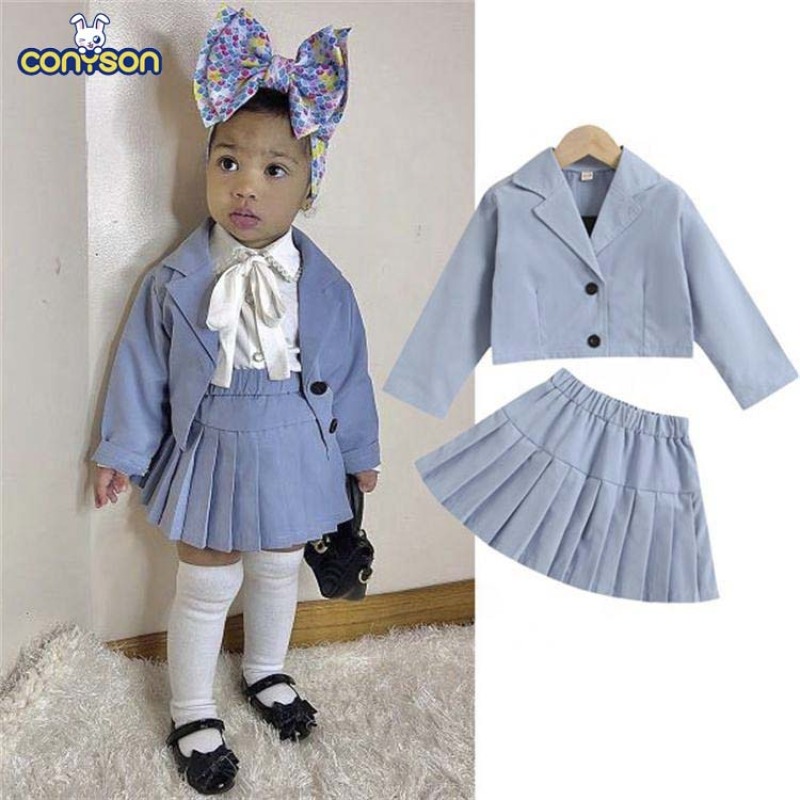 Conyson kids clothing wholesale children clothing 3pcs baby Little girl clothes sets Jacket+Vest And Skirt girls clothing sets