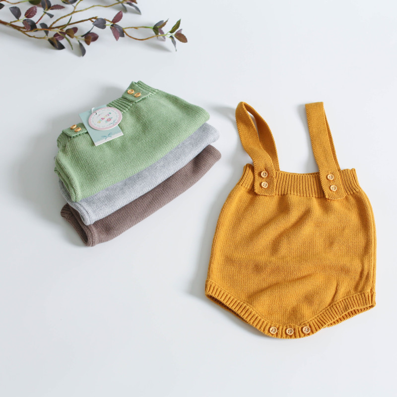 Conyson High Quality New Baby Unisex Spring Autumn Clothes Set Knitted Romper Triangle Crotch Button Jumpsuit 2Pcs Clothes Set