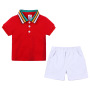 Conyson High Quality Rainbow Polo Button Boutique Shirt And Pants Suit Children Baby Boy Clothing Set Children Boys Shorts Suit