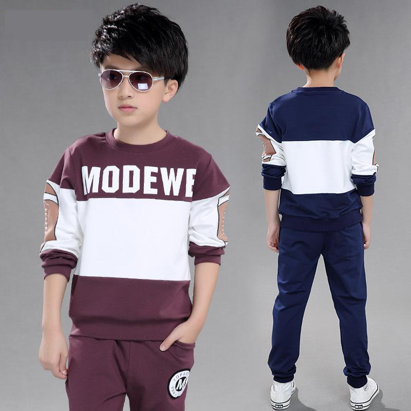Wholesale Custom Kids Clothes Autumn Boy Casual Suits Boys Clothes Long Sleeve Kids Printing Pullover Two Piece Set