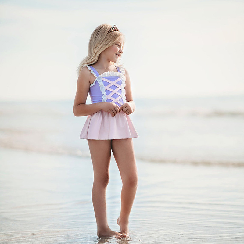 Conyson Wholesale Summer Kids Beach Clothes Fitness Sexy Ruffles Triangle Custom Kids Piece Bikini Skirt Swimwear for Kids Girls