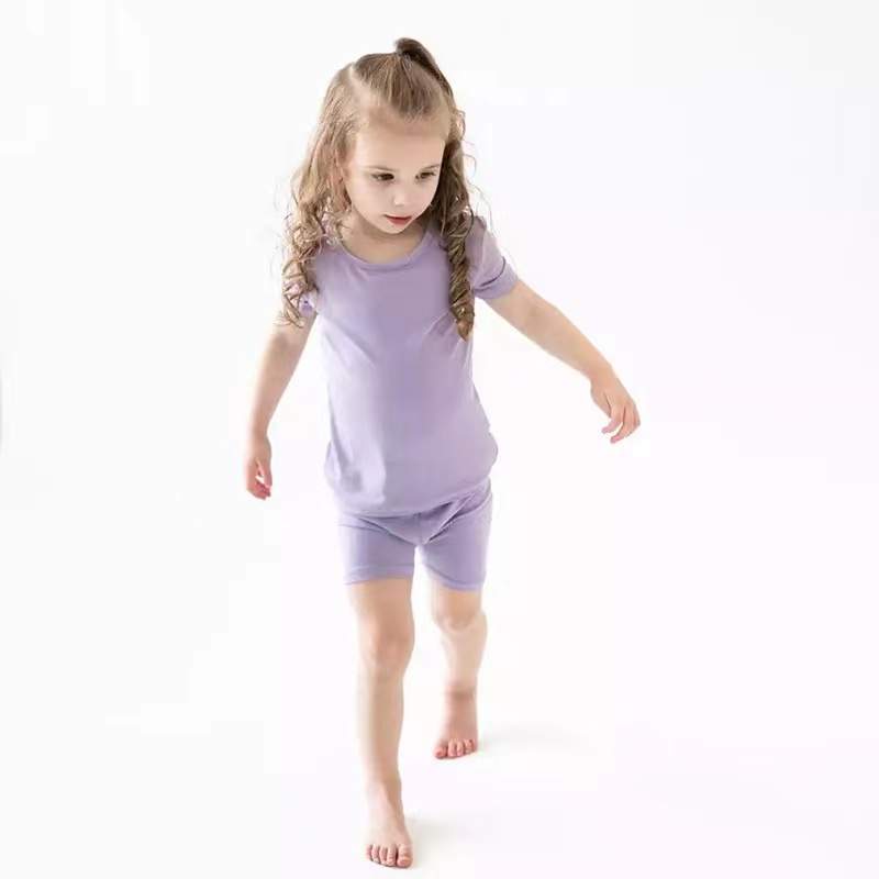 Conyson Hot Sale Custom Logo Short Sleeve Solid Cotton boutique 2pcs Suits Kids Boys Short Clothing Tracksuits