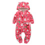 New Style Winter Warm Baby Clothes Long Sleeve Flannel Bodysuit Animals Pattern Hooded Romper