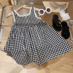 Conyson New Arrival Latest Design 3-8 Years Baby Girl Dress Summer Kids Casual Princess Lace Plaid Baby Girl Tutu Dress