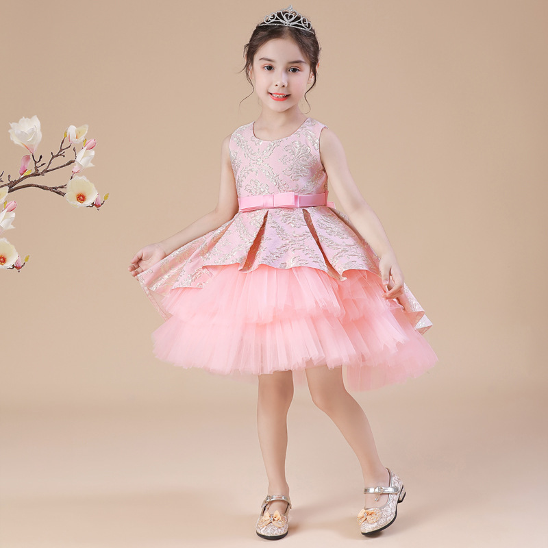 Noble Gorgeous Dress Sleeveless Little Kids Birthday Clothes Children Fashion New Design Luxury Flower Fancy Girls Party Dresses