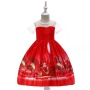 Conyson Wholesale Hot Sale Designer Christmas Party Wear  Boutique Printed Trailing Baby Girls' Dresses