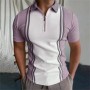 Conyson Western Style Summer Splicing Stripe Polyester Short Sleeve Loose Sports Golf Good Quality Men's T-shirt Polo T Shirts