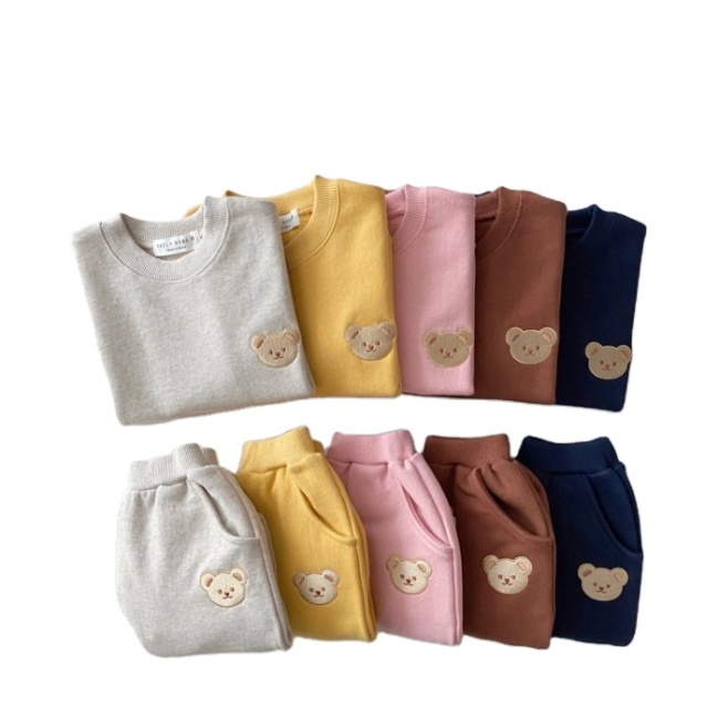 Winter Cotton Wholesale Long Sleeve Top Pullover Casual girls Children Clothing Baby Clothing Apparel Set kids clothes suits