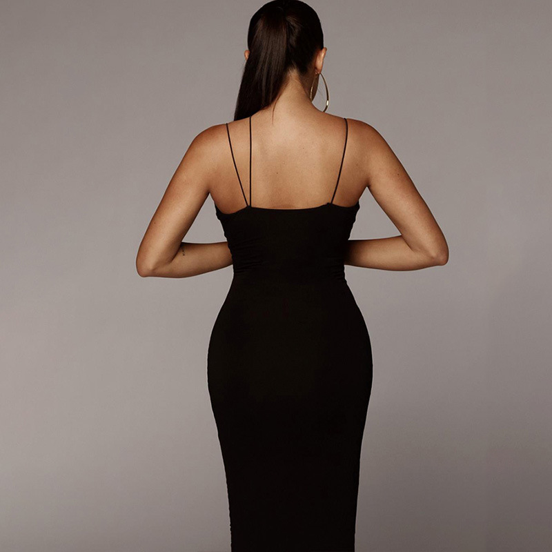 factory price Fashion New Women Casual V-Neck Halt Long Dresses Summer Girls Pencil Bodycon Sexy female hip Club Dress Clothing