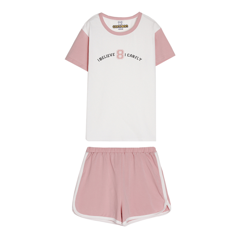 2020 Hot Sale 3-13Year Knitted O-Neck Korean Child Pajama Summer Kid Clothing Set For Boy