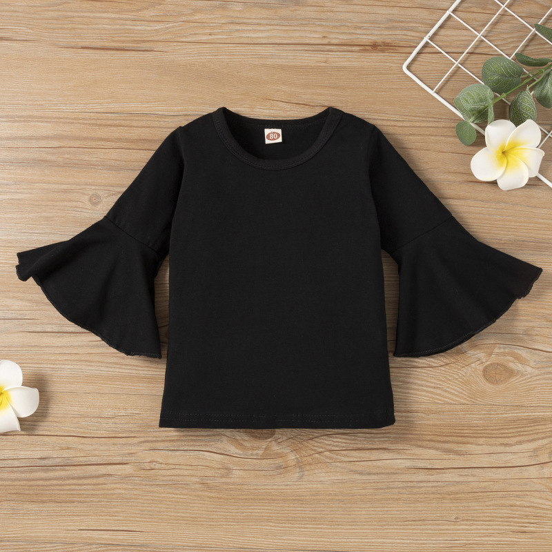 Conyson Baby Girl Clothes Set T-shirt Tops+ Leopard Print Bell-bottomed Pants Flared Pants Outfits Kids Clothes Girls Set