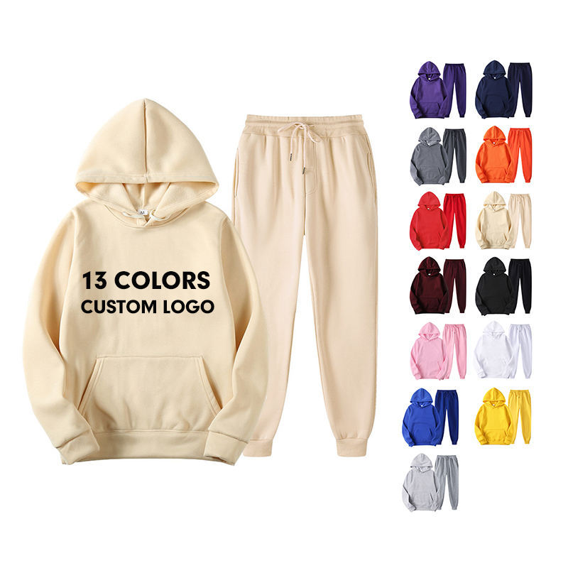 Wholesale Winter Casual Solid Hoodie Women Ladies Two Pieces Jogger Set Womens Sweat Sweatsuit 2 Piece Tracksuit Sets