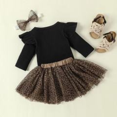 Conyson Wholesale Infant Baby Clothes Cute Tutu Skits Cotton Long Sleeve Toddler Girls Dress 2 Piece Clothing Outfits