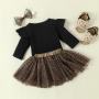 Conyson Wholesale Infant Baby Clothes Cute Tutu Skits Cotton Long Sleeve Toddler Girls Dress 2 Piece Clothing Outfits