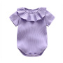 Conyson Factory Supply Square Collar solid color toddler Baby Girls' Ruffle Rompers short sleeve clothing Baby Clothes Newborn
