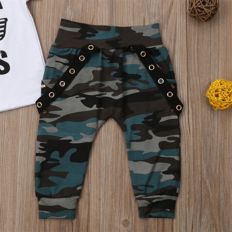 Conyson summer infant Boy Casual tshirt 2 Pieces short Toddler baby children camouflage color kid Pant wear Fashion clothes Set