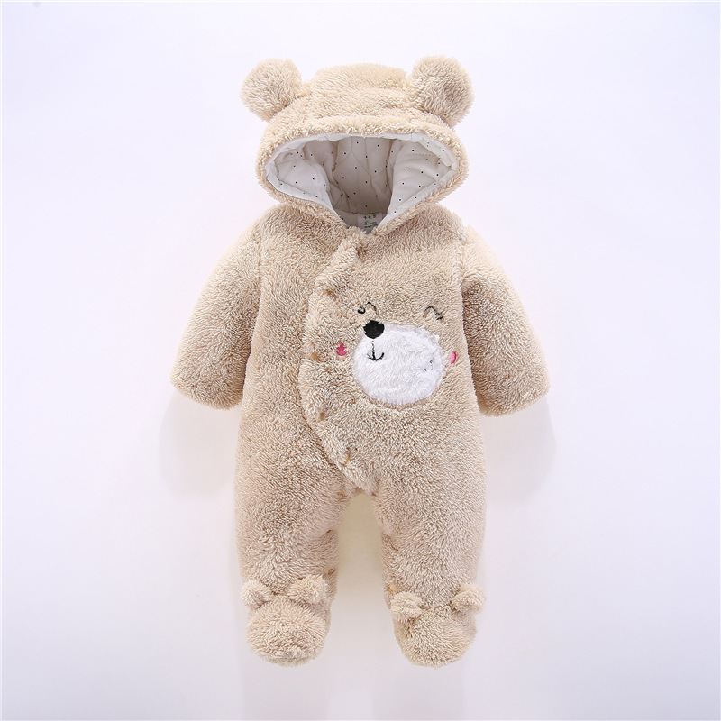 Conyson Infant Unisex Long Sleeve Outfits Winter Clothes Set Cute Bear Thick Warm Outwear Jumpsuit Fleece Baby Hoodie Romper