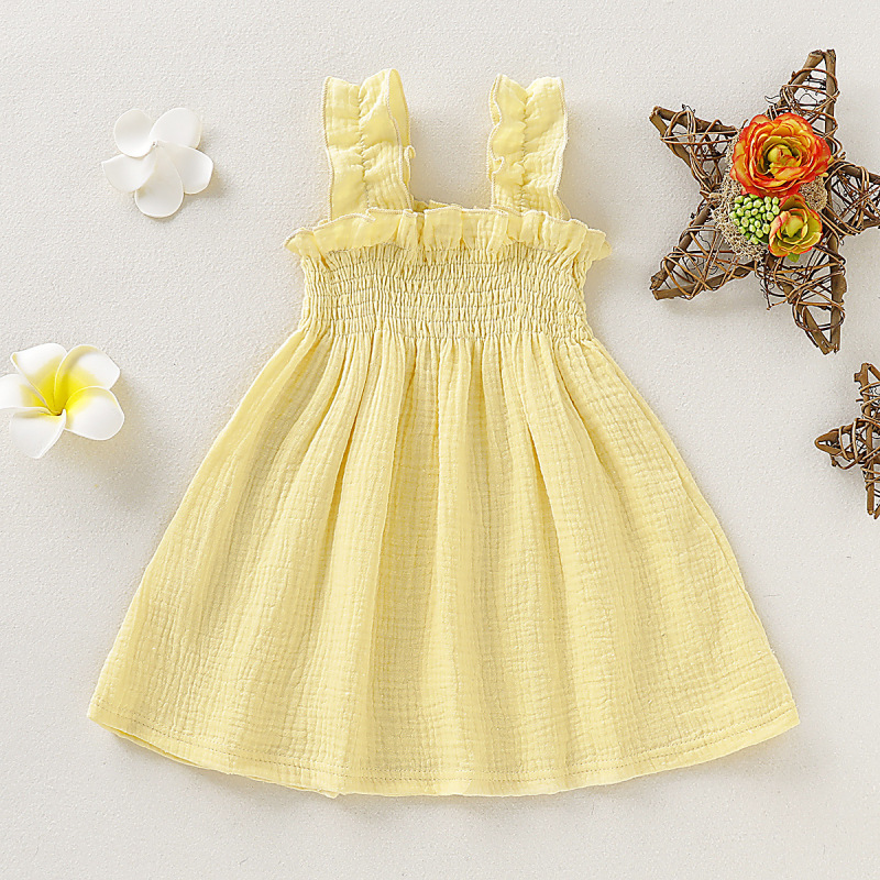 Conyson Girls Frock Kids Dress 2021 New Style Baby clothes Wholesale New Design pure color High Quality Baby Girls Dresses