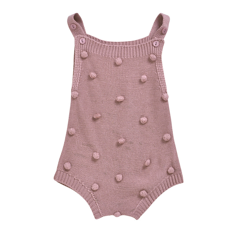 Spring Autumn Clothing Infant Newborn Baby Boy Girl Jumpsuit Solid Baby Bodysuit  Solid Pompom Knitted Rompers Infant Clothes