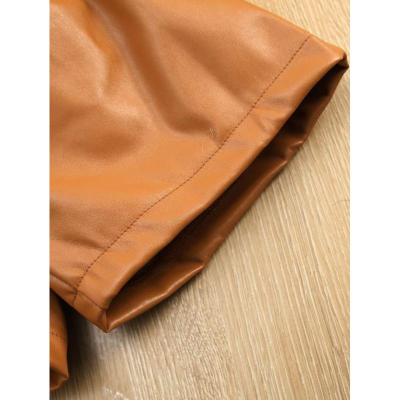 Conyson Autumn Winter Girls Clothes Set Children Knitted Shirt Pu Shorts 2pcs Clothing Set Fashion 2022 Girls Outfit