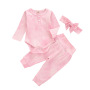 2021 New Winter three-piece tie-dyed Newborn Baby Girl Clothes  Romper Jumpsuit +headband