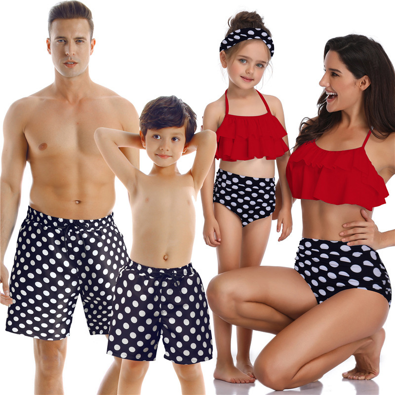 Conyson Custom Summer Family Couples Matching Outfit Dad Mom Baby Boys Girls Women Man 2pcs Kids Clothes Parent-child Swimsuit