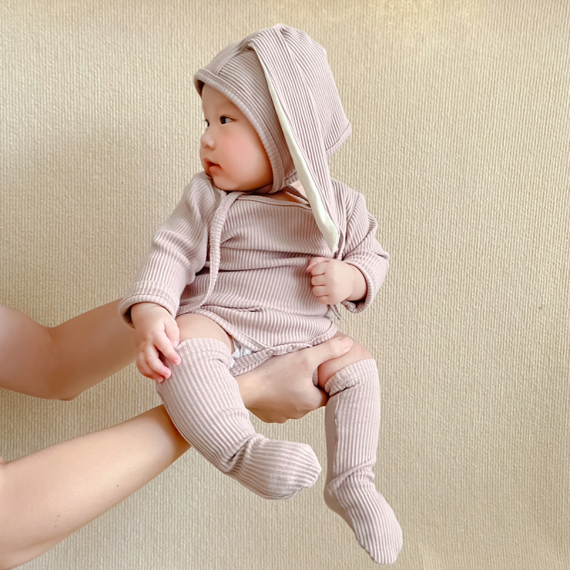 Conyson casual Newborn Baby kids Solid long sleeve boy girls summer clothing suit Hot Sale Suit toddler Girl Romper Baby Clothes