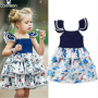 Conyson Hot Sale Ruffle Vintage Floral Print Summer Kids Clothes Baby Girls Party Casual Beach Holiday Outfit Fly-sleeve Dress