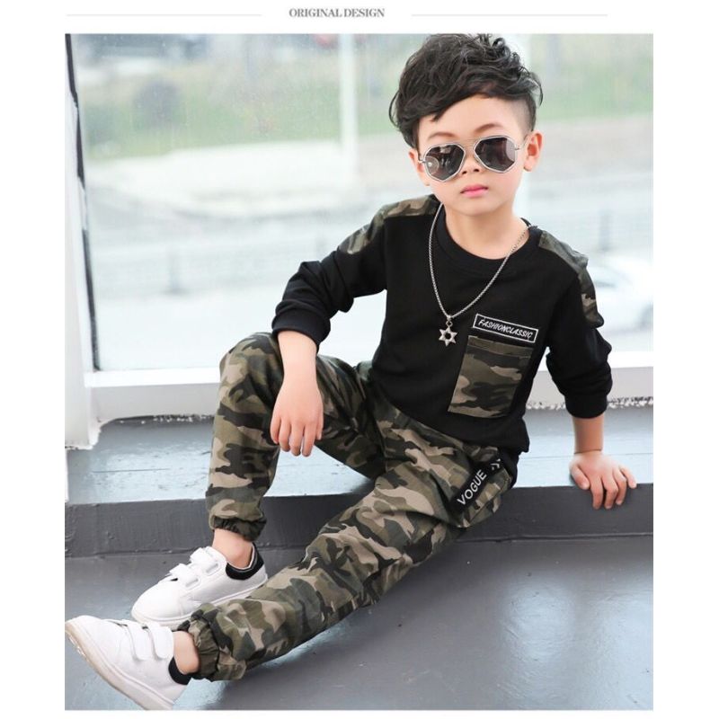 Latest Boys Autumn Winter 2 Peice Sets Children Boy Camouflage Suit Kids Boy Long Sleeve Clothes Sets