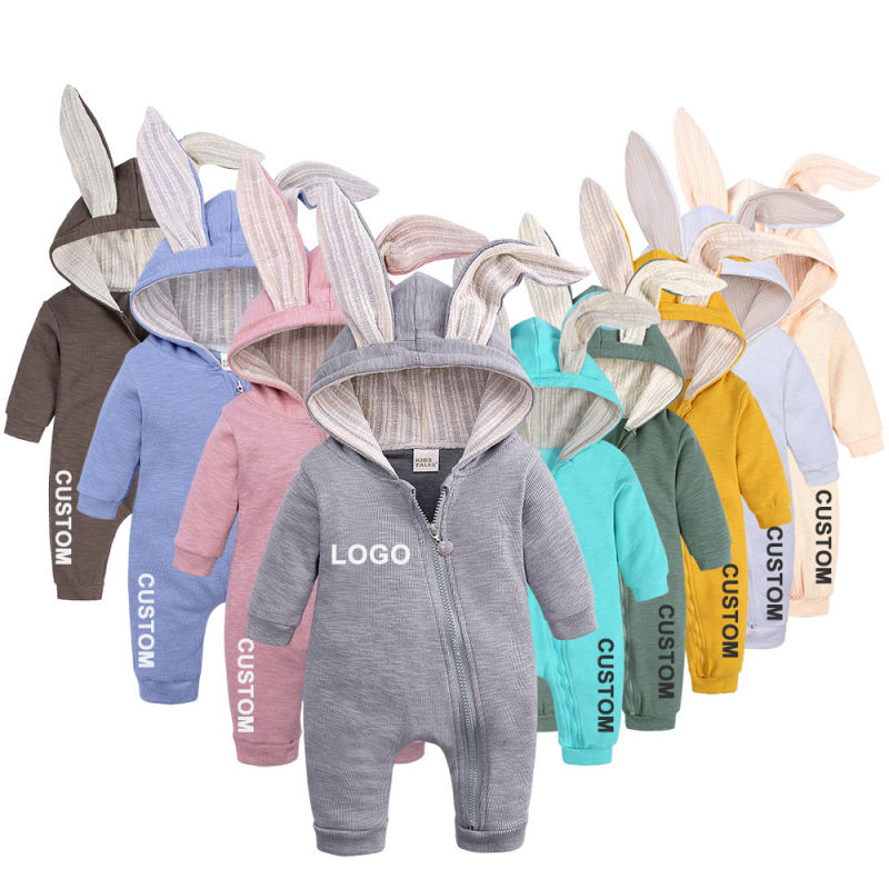 Conyson Wholesale Newborn Baby Girls Boys Cotton Knitted Long Sleeve Jumpsuit Rabbit Ear Baby Clothes Romper