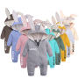 Conyson Wholesale Newborn Baby Girls Boys Cotton Knitted Long Sleeve Jumpsuit Rabbit Ear Baby Clothes Romper