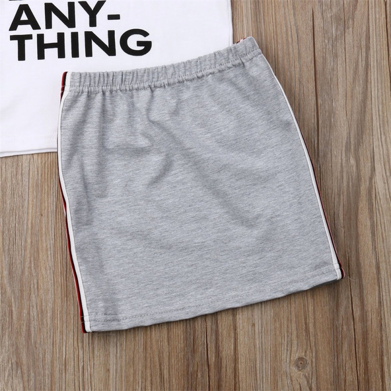 Hot Sale Fashion New Style Summer Kid Girls T Shirt Skirt Girls Outfits Clothing Set Two Piece Clothing Printing Kids Girls
