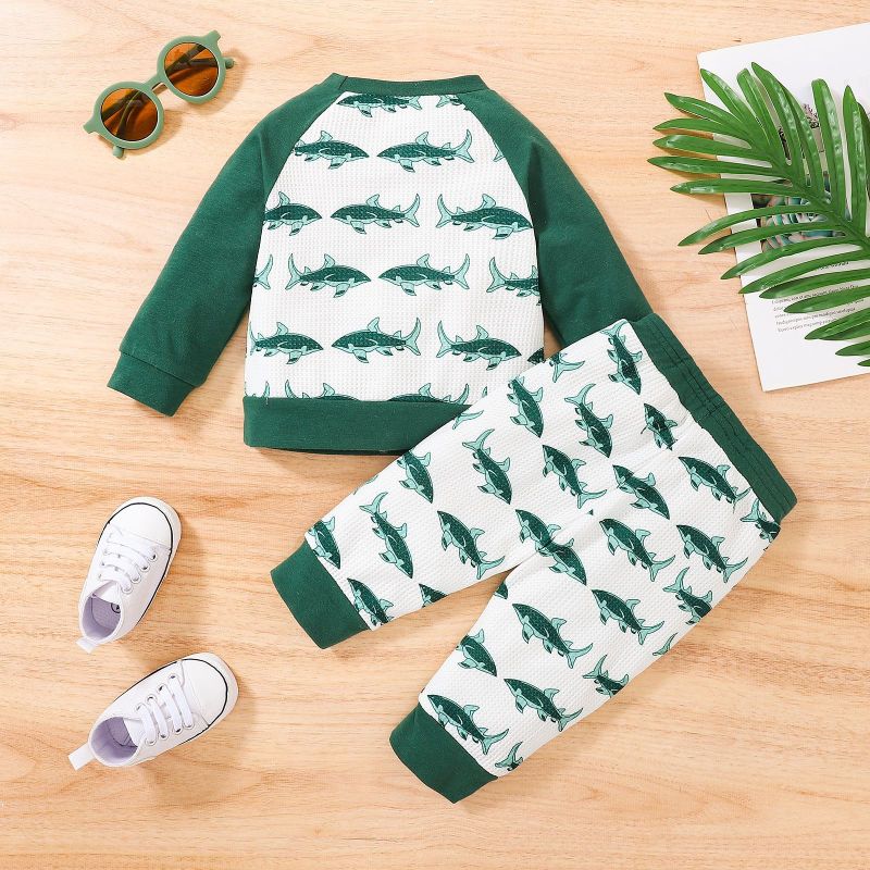 Conyson Wholesale Spring Kids Boys Clothes Suits Boutique Print Logo Sleepwear Clothes 2 Piece Casual Children Sets