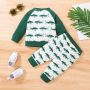 Conyson Wholesale Spring Kids Boys Clothes Suits Boutique Print Logo Sleepwear Clothes 2 Piece Casual Children Sets