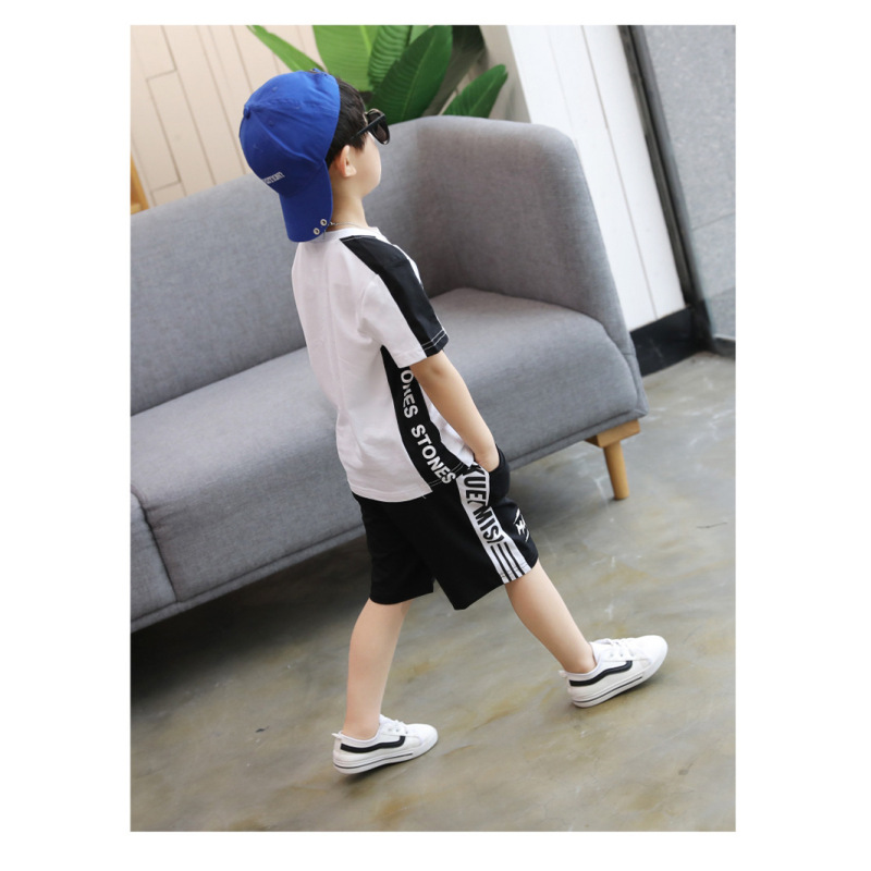 Summer Boy Sets New 2021 Sports Neck Suit Children's Clothing High Quality Clothing Summer Boy Shorts Cotton Short-sleeved Suit