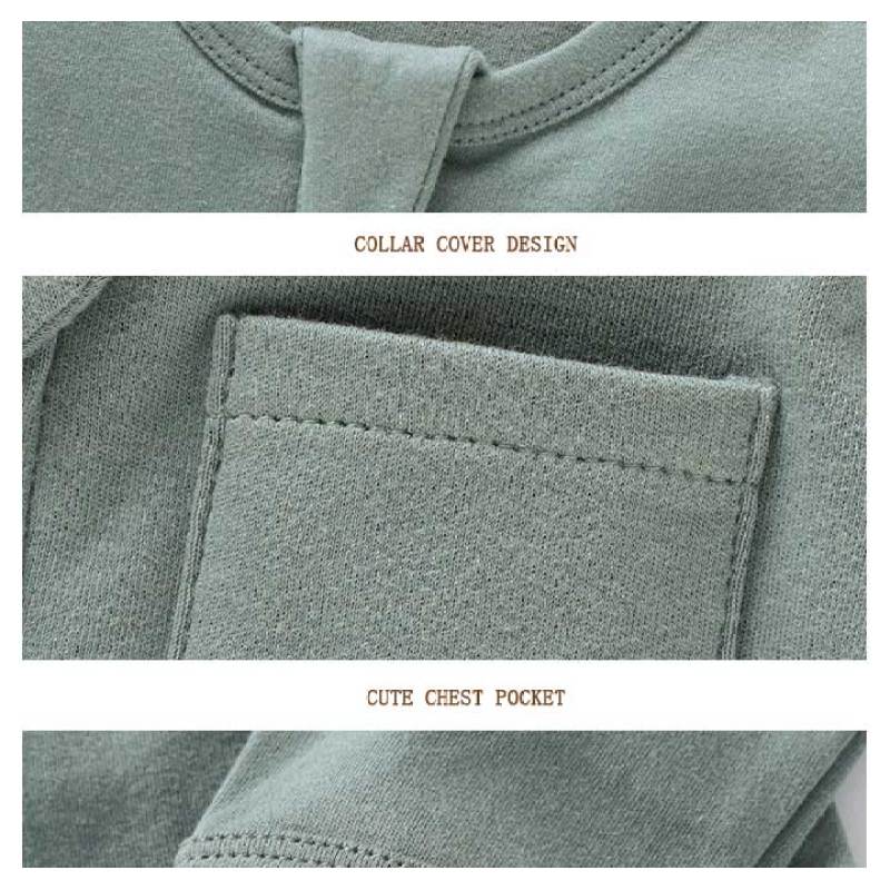 Conyson autumn fashion designer custom logo 100% Organic Cotton Solid New Born Baby Footed Pajamas