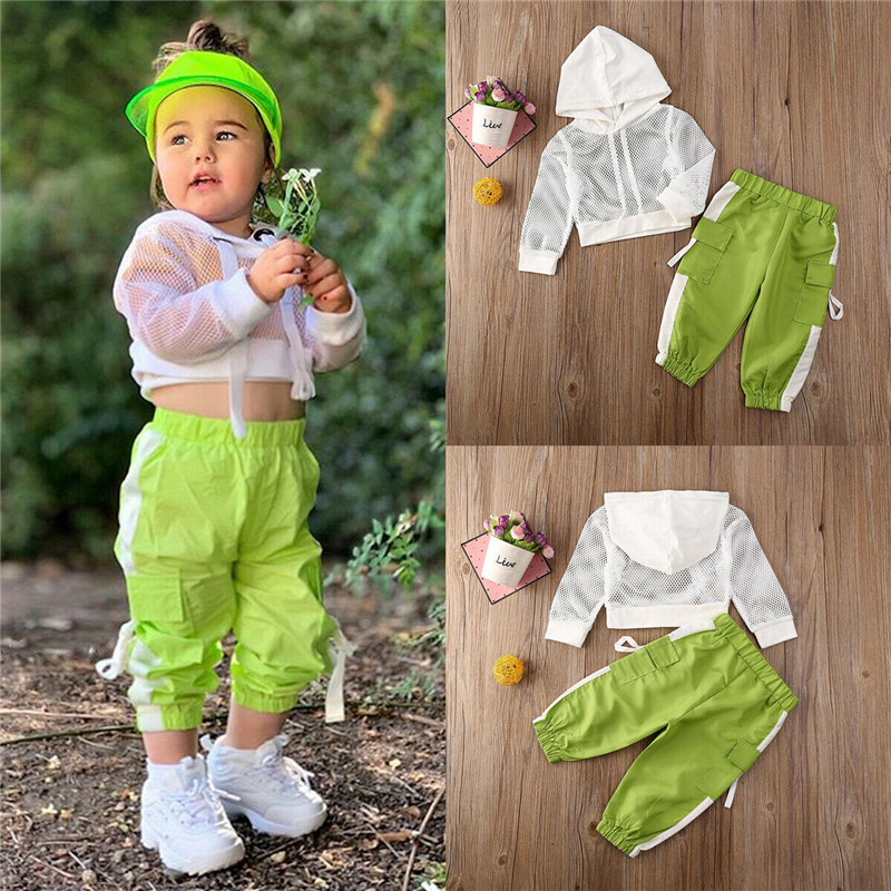 Conyson Fashion Baby Summer Clothes Girls Mesh T-shirt+Sport Pants Girl Outfits Kids Tracksuit Kid Clothing Toddler Sets