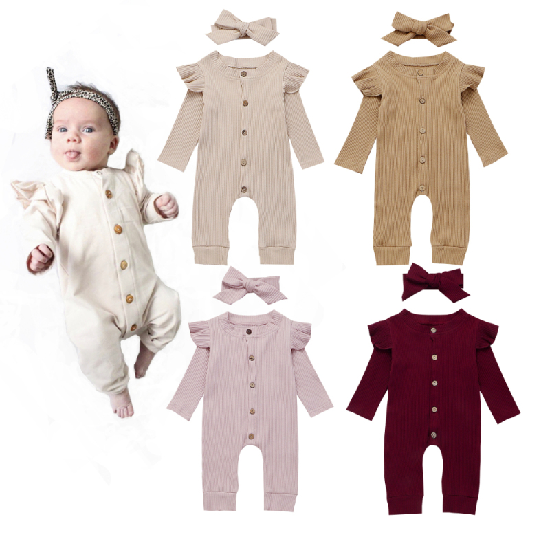 Conyson Girls Knitted Striped Jumpsuit Autumn Baby Clothes Boys Long Sleeve Headband Kids Outfits Girl 2Pcs Set Newborn Rompers