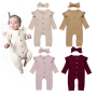 Conyson Girls Knitted Striped Jumpsuit Autumn Baby Clothes Boys Long Sleeve Headband Kids Outfits Girl 2Pcs Set Newborn Rompers