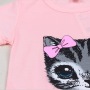 Hot Sale Summer Kids Girl Dress Cat Print Grey Pink Children Best Selling Fashion Summer Clothing Short Sleeve Cat Printed Dress