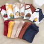 Conyson Latest Design Non-hooded Leisure Long Sleeve Cute Cartoon print patchwork color baby autumn cotton Kids Clothing Sets