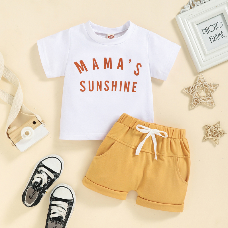 Conyson Summer Infant Baby Boys Clothes Sets Skateboard/ Letter Print Short Sleeve Tops+ Shorts Custom Kids Clothes Casual Suits